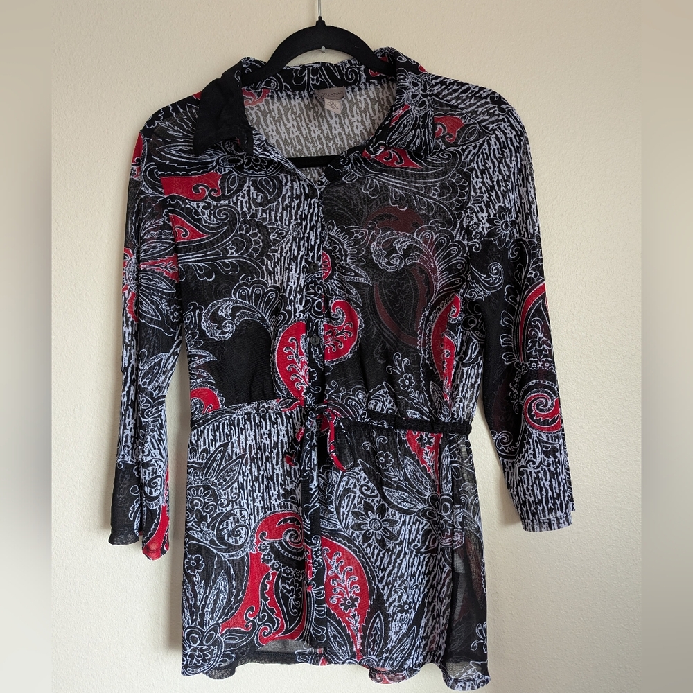 NWOT Chico's Black And Red Blouse Size 0 / XS